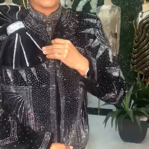 Velvet jacket w/rhinestones - Picture 13 of 14